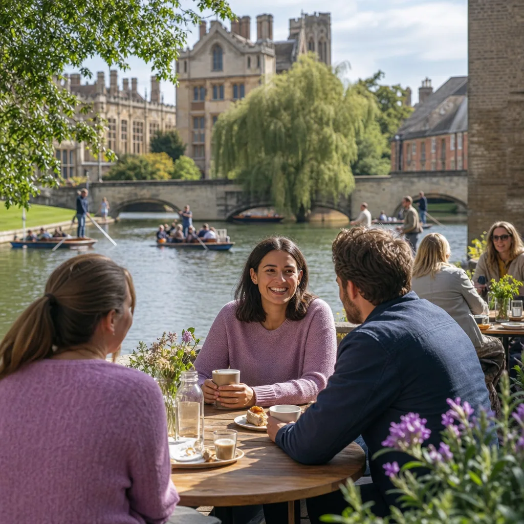 Adults meeting for coffee near Cambridge Market Square